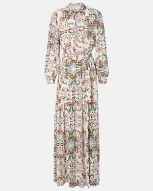 Melissa Odabash Skylar Tie-Neck Printed Maxi Dress - White