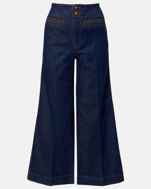 Zimmermann Aster Cropped Flared Jeans - Blue