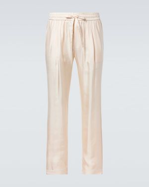 Dolce & Gabbana Silk Tapered Trousers - Natural
