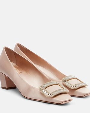 Roger Vivier Belle Vivier 45 Embellished Satin Court Shoes - Brown