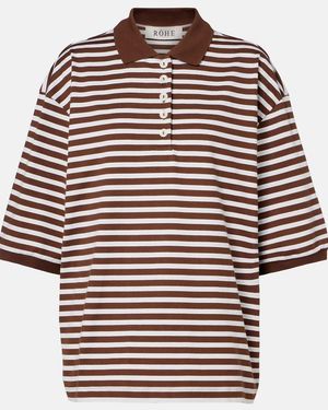 Rohe Striped Oversized Cotton Polo Shirt - Red