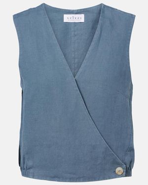 Velvet Ollie Linen Top - Blue