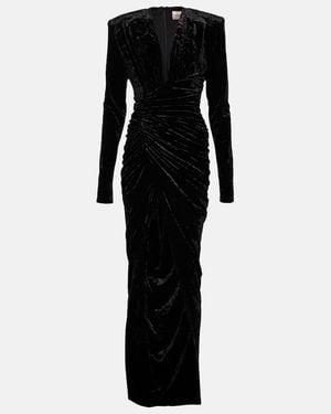 Alexandre Vauthier Velvet Long Dress - Black