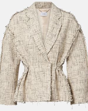 Erdem Cotton-Blend Tweed Peplum Jacket - Natural