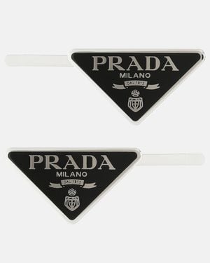 Prada 2Er-Set Haarspangen Mit Triangel-Logo - Schwarz