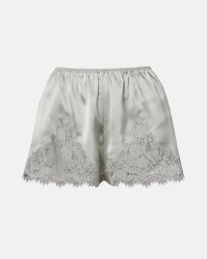 Doen Iona Lace-Trimmed Silk Shorts - Gray