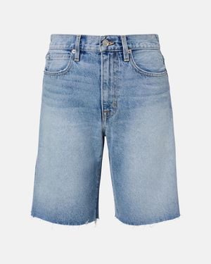 SLVRLAKE Denim Bermuda Cut Off Frayed Denim Shorts - Blue