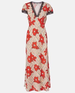 RIXO London Clarice Floral Midi Dress - Red