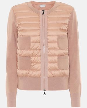 Moncler Virgin Wool Jacket With Feather-down Padding - Pink