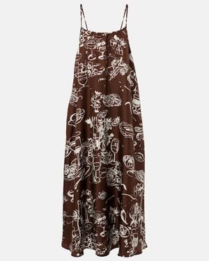 Asceno Napoli Printed Silk Twill Maxi Dress - Brown