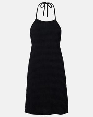 Hunza G Halterneck Seersucker Minidress - Black