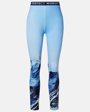 Perfect Moment Printed Base Layer Leggings - Blue