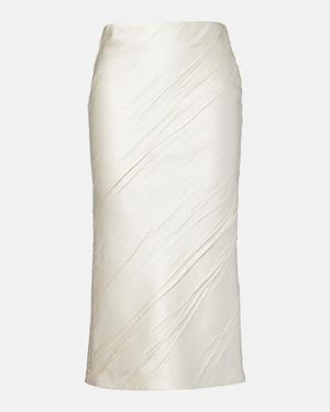 Sportmax Ruta Pleated Satin Pencil Skirt - White