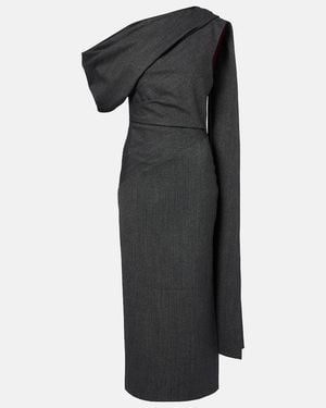 ROKSANDA Maite Herringbone Draped Midi Dress - Black