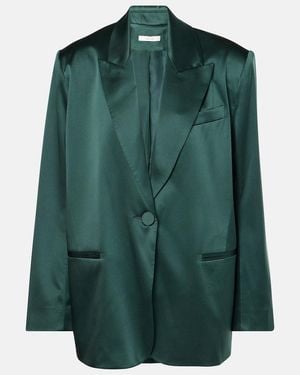 The Sei Silk Satin Blazer - Green