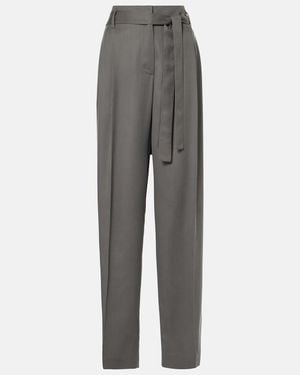 The Row Lonan High-Rise Silk Straight Trousers - Grey