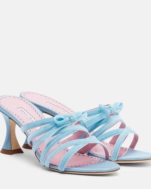 Manolo Blahnik Clementel 70 Velvet Mules - Blue