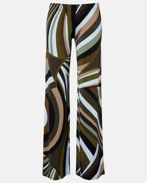 PUCCI Printed Satin Jersey Wide-Leg Trousers - Black