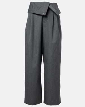 JW Anderson High-Rise Wool Wide-Leg Pants - Gray