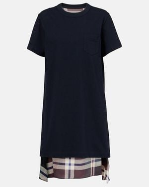 Sacai Paneled Cotton Jersey T-Shirt Dress - Black