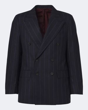 Rubinacci Chalk Stripe Virgin Wool Blazer - Blue