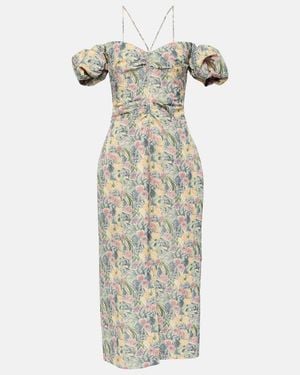 Markarian Ruched Off-Shoulder Midi Dress - Metallic