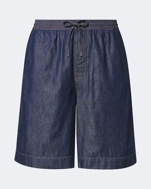 Loewe Anagram Cotton Chambray Shorts - Blue