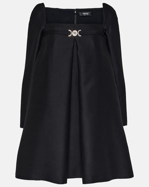 Versace Medusa Detail Wool And Silk Blend Cocktail Dress - Black