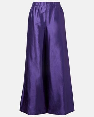 Max Mara Avio High-Rise Silk Satin Wide-Leg Trousers - Purple
