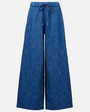 Gabriela Hearst Gelos High-Rise Cotton And Linen Wide-Leg Trousers - Blue