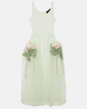 Simone Rocha Vestido midi de tul con aplique floral - Verde