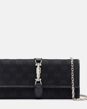 Gucci Jackie Gg Canvas Wallet On Chain - Black