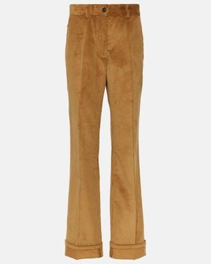 Miu Miu Flared-leg Low-rise Corduroy Trousers - Natural