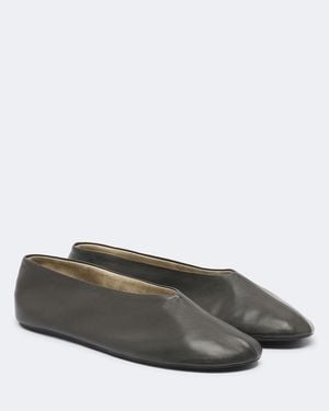 The Row Stella Leather Ballet Flats - Grey