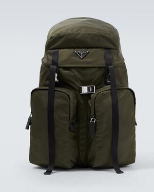 Prada Re-Nylon Leather-Trimmed Backpack - Green