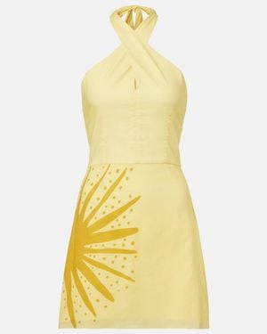 Cala De La Cruz Veneta Printed Cotton Minidress - Yellow