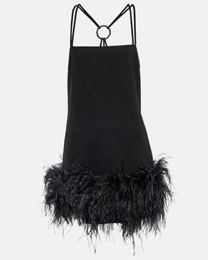 The Attico Fujiko Feather-Trimmed Minidress - Black