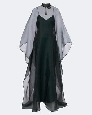 Taller Marmo Caftan Sphinx De Organza Drapeado - Azul