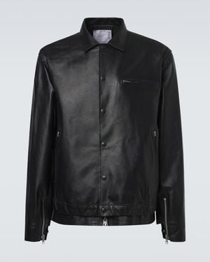 Sacai Blouson Aus Leder - Schwarz