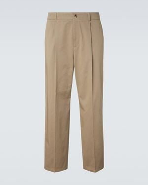 Valentino Cotton Straight Trousers - Natural