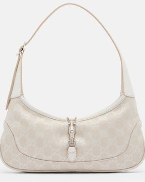 Gucci Schultertasche Jackie Slim Medium Gg Aus Canvas - Weiß