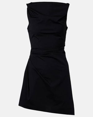 STAUD Callie Asymmetric Cotton Minidress - Black