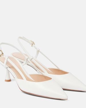 Gianvito Rossi Bridal Ascent 55 Leather Slingback Pumps - White