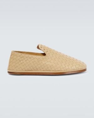 Bottega Veneta Leather Intrecciato Slippers - Natural