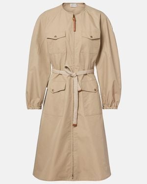 Moncler Belted Cotton-Blend Poplin Midi Dress - Natural