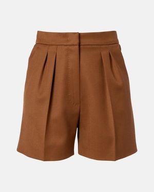Max Mara Ozieri High-Rise Virgin Wool Shorts - Brown