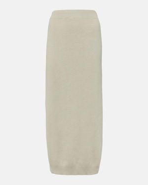 Brunello Cucinelli Ribbed-Knit Cotton Midi Skirt - White