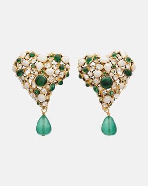 Saint Laurent Embellished Clip-On Earrings - Green