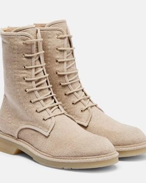 Max Mara Baker Cashmere Combat Boots - Natural