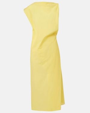 Jacquemus Drap Cotton-Blend Poplin Midi Dress - Yellow
